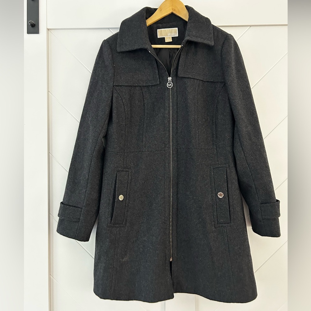 MICHAEL Michael Kors Wool Blend Removable Hood, Zippered  Coat